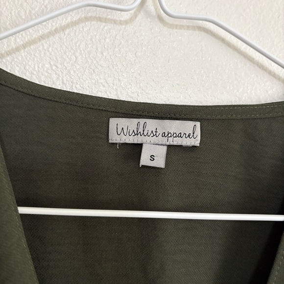 Wishlist Boutique Dark Green Wrap Blouse Loose Sleeves Size Small Loose Fit - Picture 5 of 9